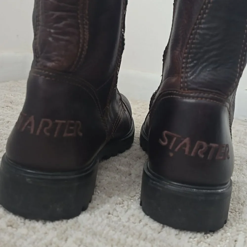 STARTER | Rugged Terrain Leather  Brown Lace-Up Boots 1990's